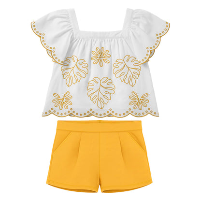 Conjunto hojas laser amarillo con short - Igorperu