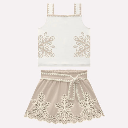 Conjunto de vestir beige y blanco 2001773 - Igorperu