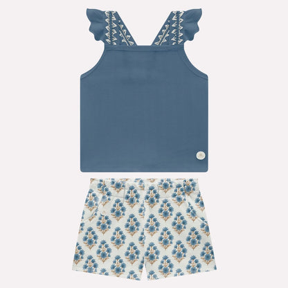 Conjunto azul con flores y short 2001765 - Igorperu