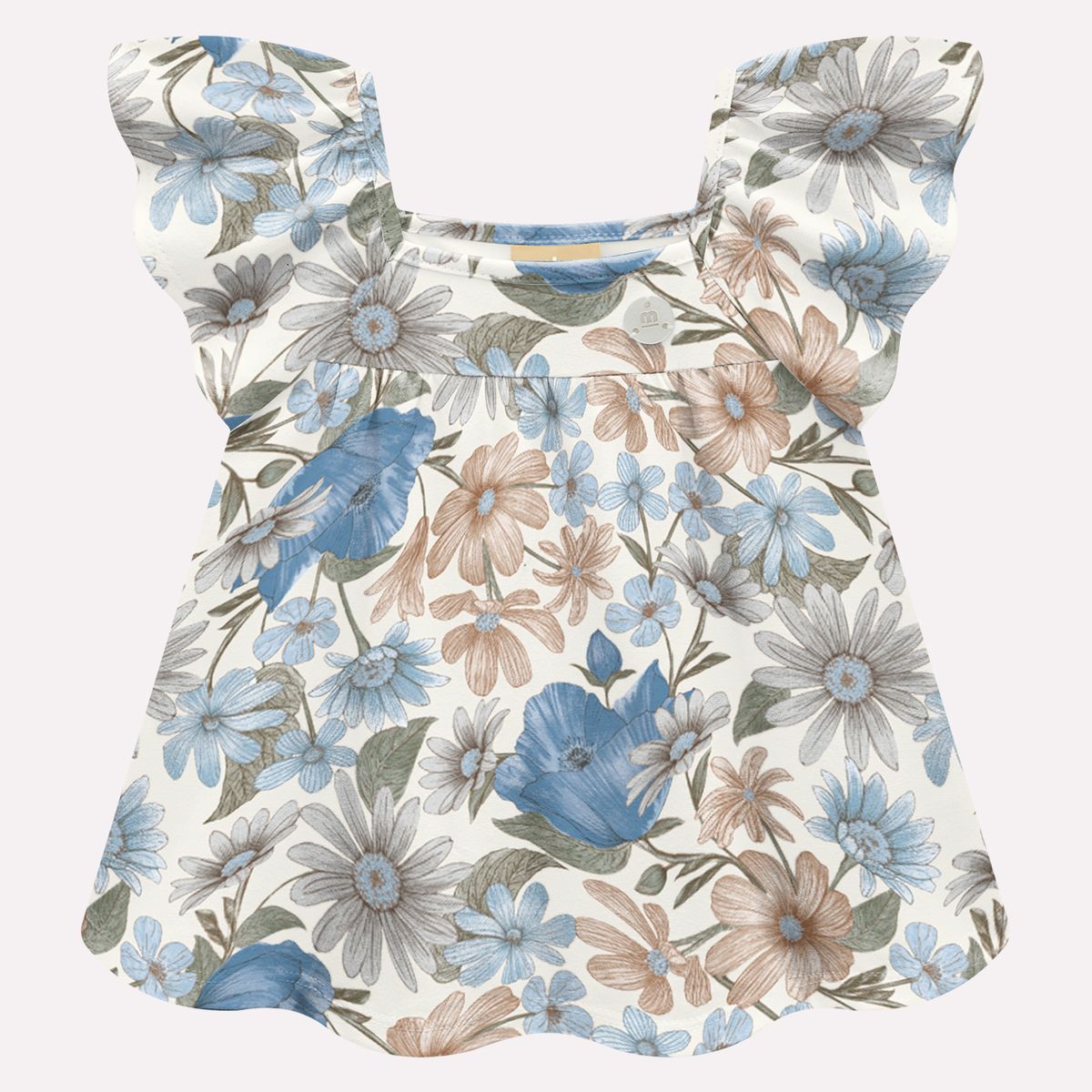 Conjunto blusa flores con short azul  20001735