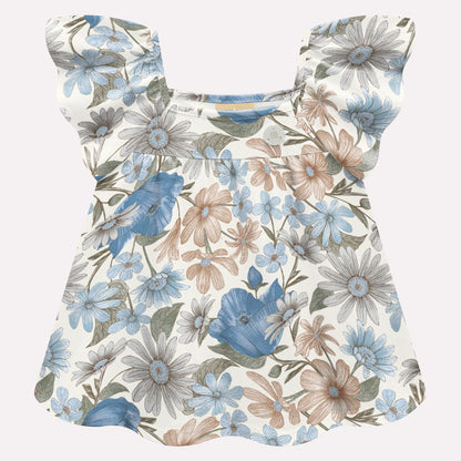 Conjunto blusa flores con short azul  20001735