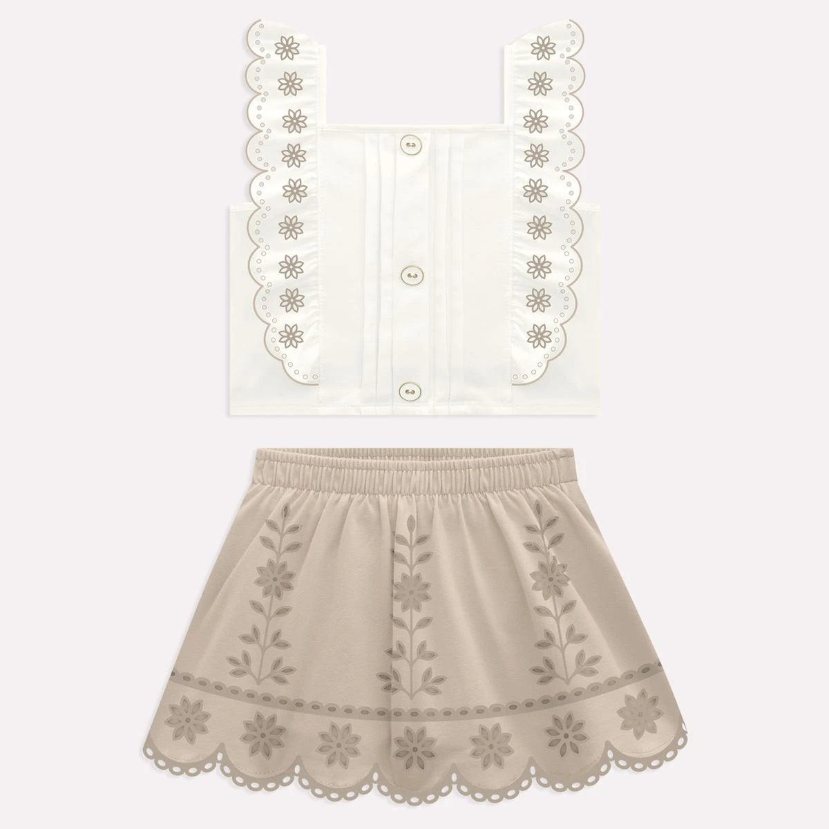 Conjunto bordado láser con falda  2001746 - Igorperu