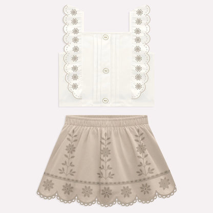 Conjunto bordado láser con falda  2001746 - Igorperu