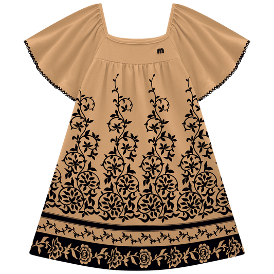 Vestido marron  detalles laser